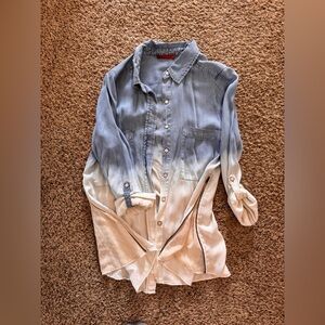 Light denim button up blouse